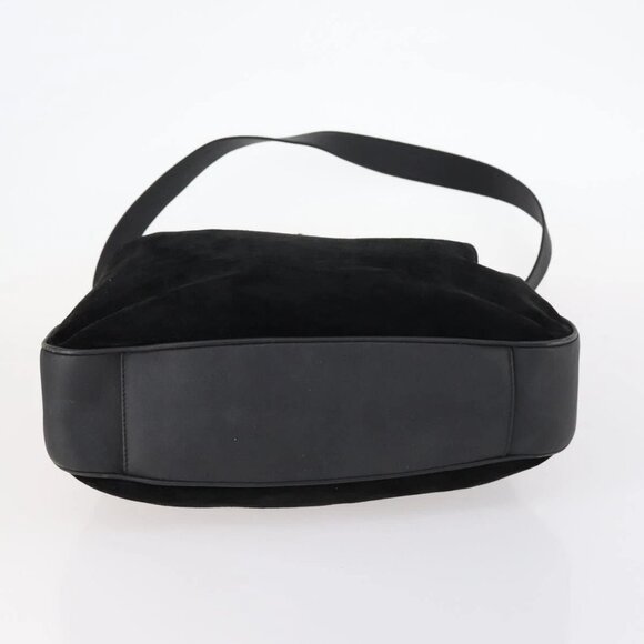 GUCCI Bamboo Shoulder Bag Suede 2way Black Gold - Picture 11 of 16